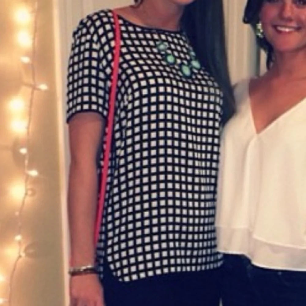 JCREW Windowpane Silk Top